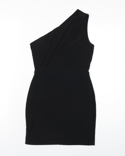 Club L Womens Black Polyester Bodycon Size 8 One Shoulder Pullover