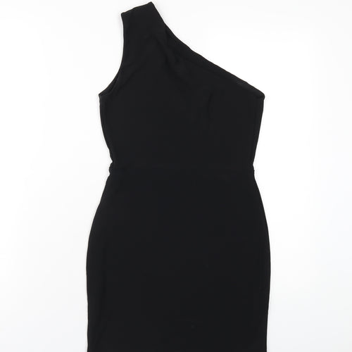 Club L Womens Black Polyester Bodycon Size 8 One Shoulder Pullover