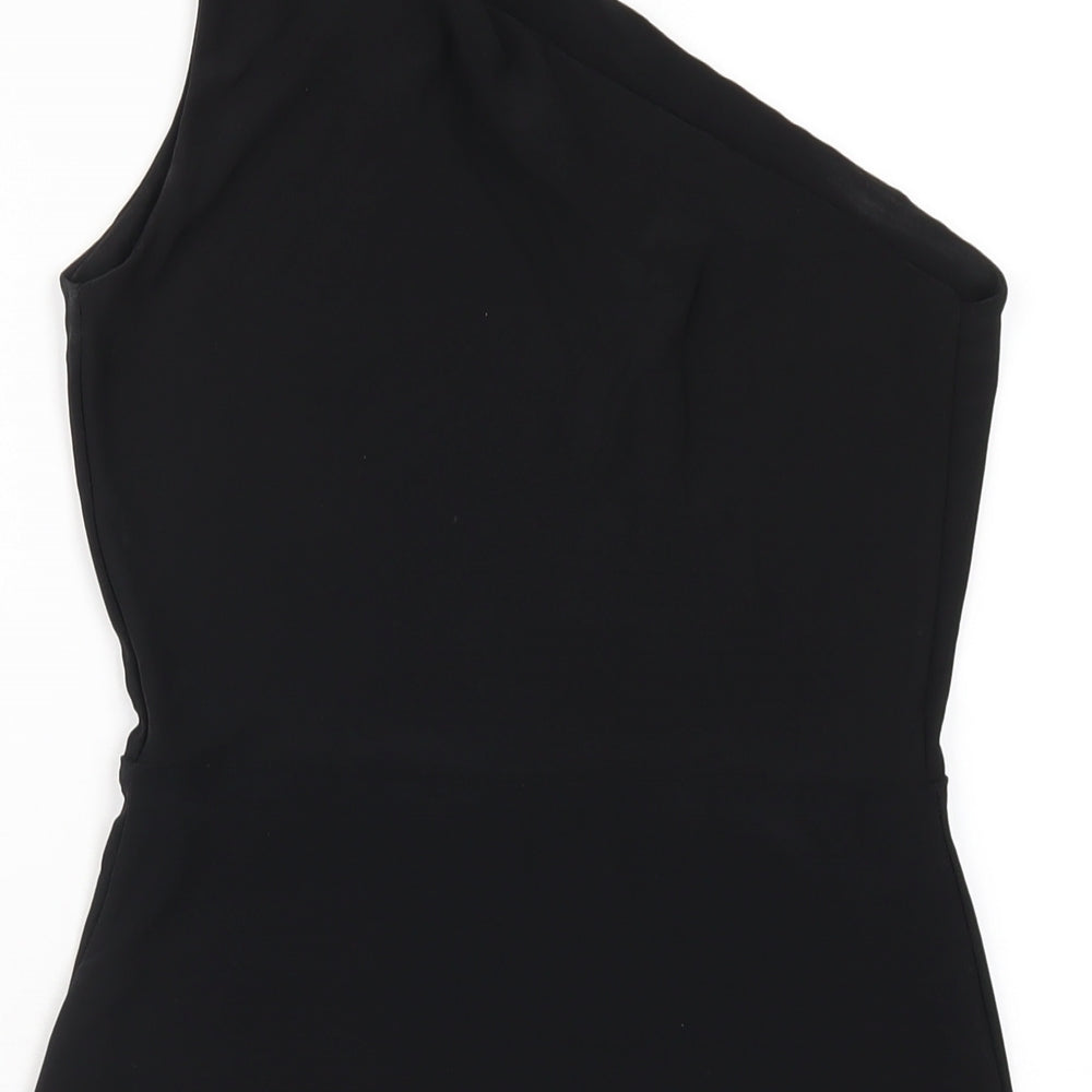 Club L Womens Black Polyester Bodycon Size 8 One Shoulder Pullover