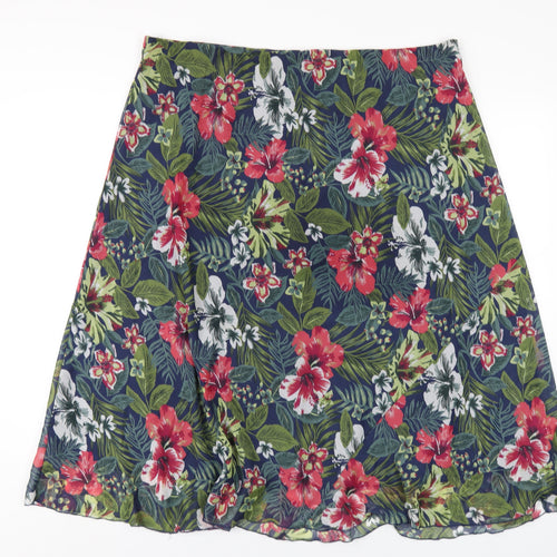 EWM Womens Multicoloured Floral Polyester A-Line Skirt Size 22