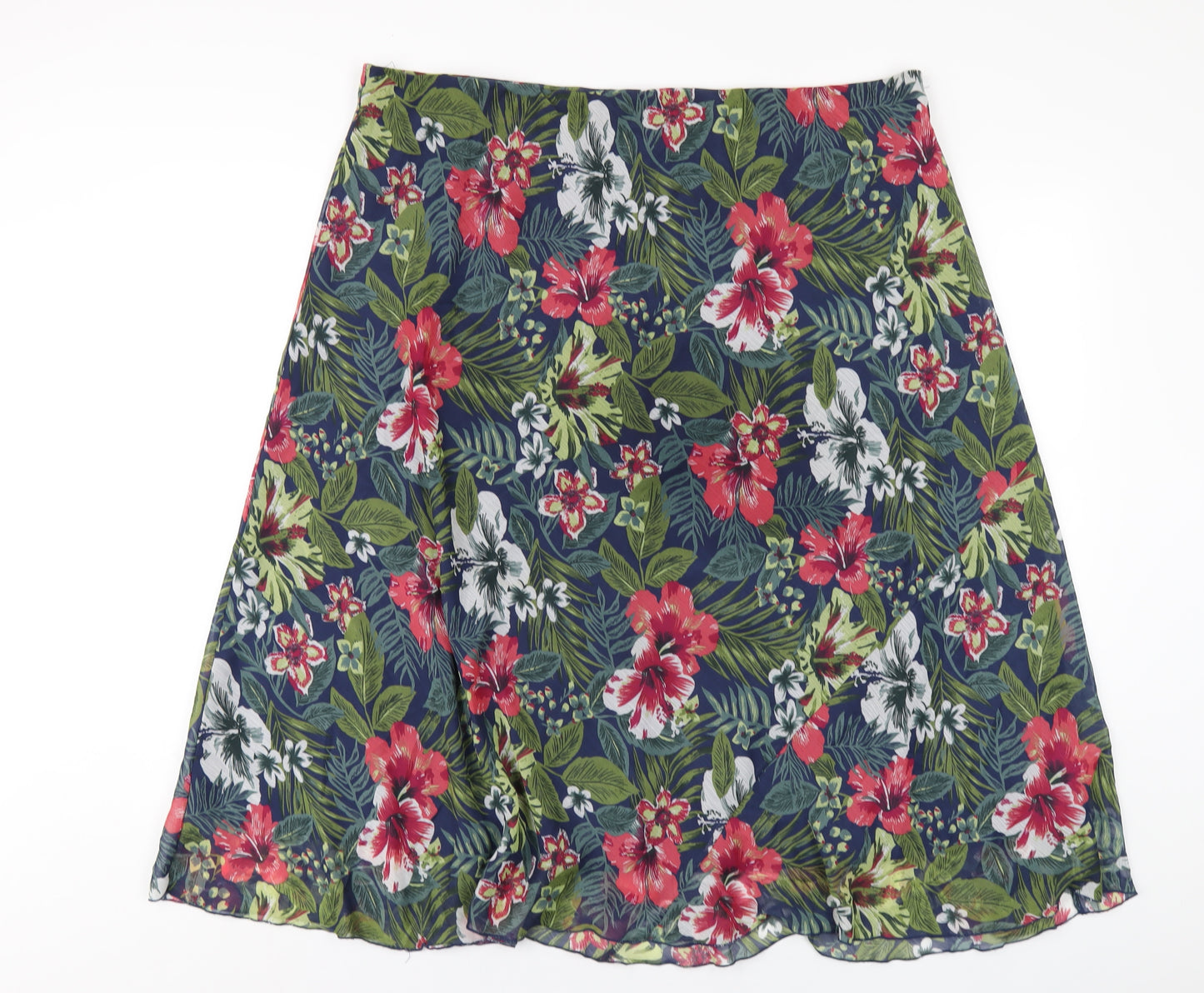 EWM Womens Multicoloured Floral Polyester A-Line Skirt Size 22