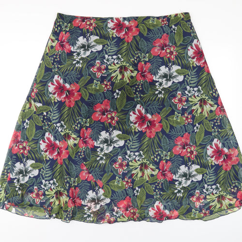 EWM Womens Multicoloured Floral Polyester A-Line Skirt Size 22