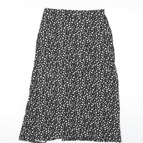 Boohoo Womens Black Geometric Viscose A-Line Skirt Size 8