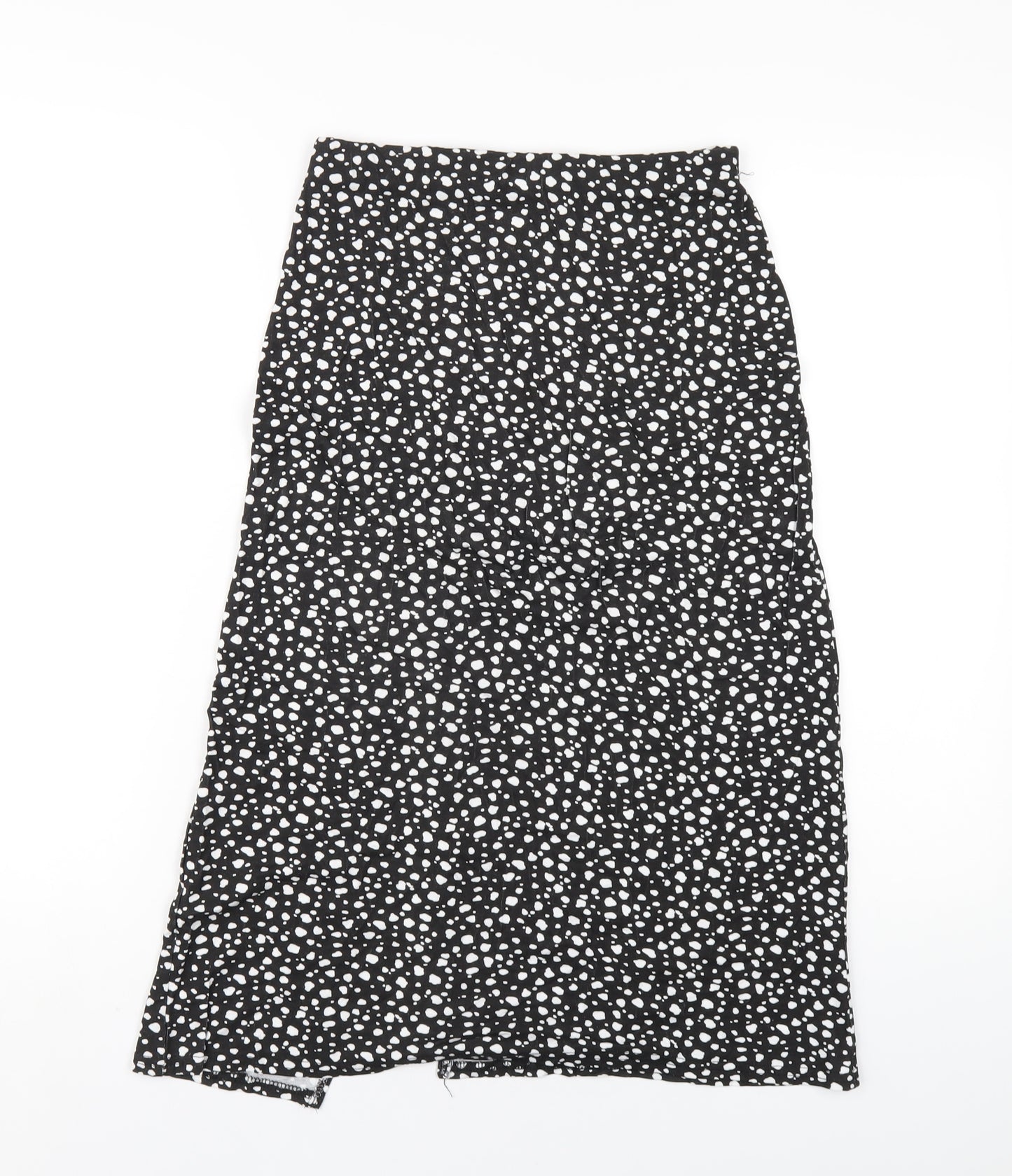 Boohoo Womens Black Geometric Viscose A-Line Skirt Size 8