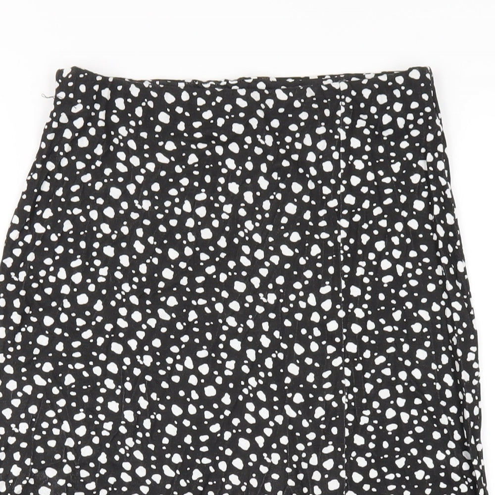 Boohoo Womens Black Geometric Viscose A-Line Skirt Size 8