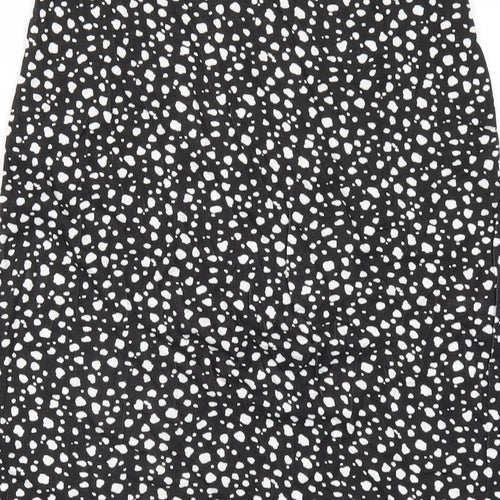 Boohoo Womens Black Geometric Viscose A-Line Skirt Size 8