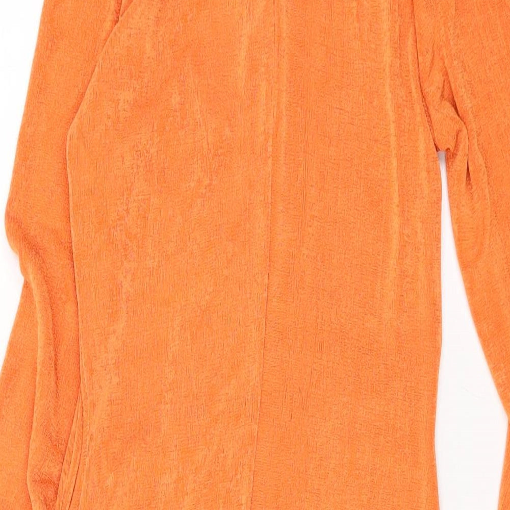 Club L Womens Orange Polyester Mini Size 8 Collared Button