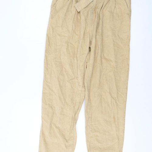 Denim & Co. Womens Beige Cotton Trousers Size 12 L27 in Regular Button