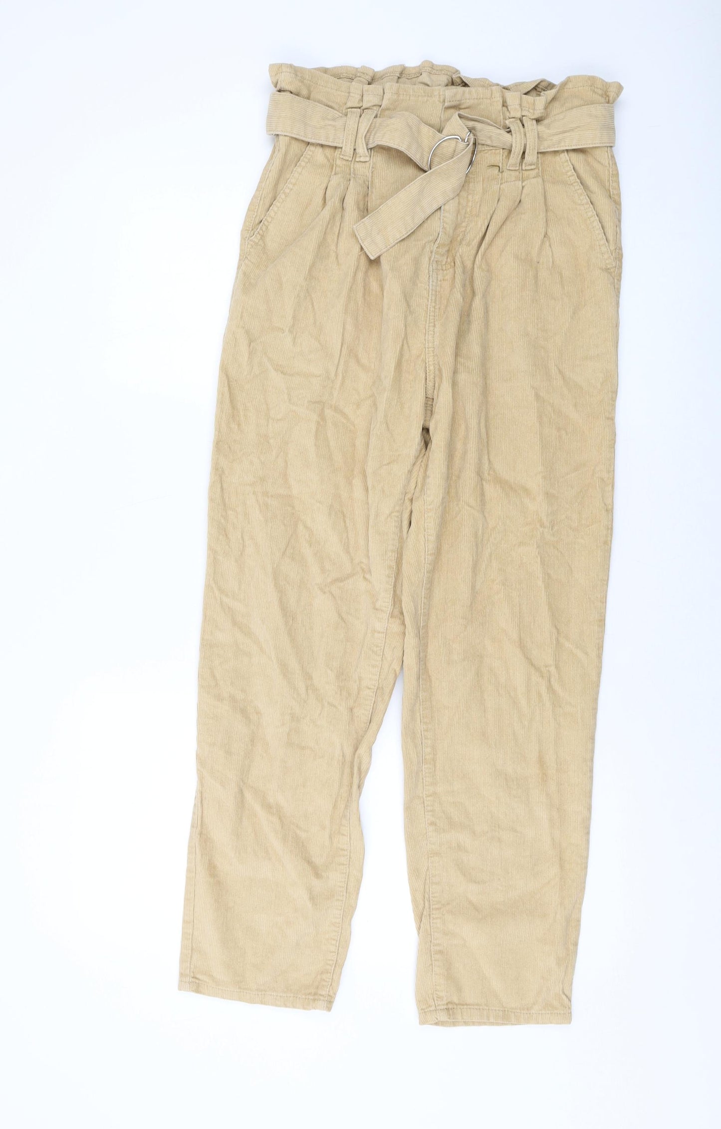 Denim & Co. Womens Beige Cotton Trousers Size 12 L27 in Regular Button