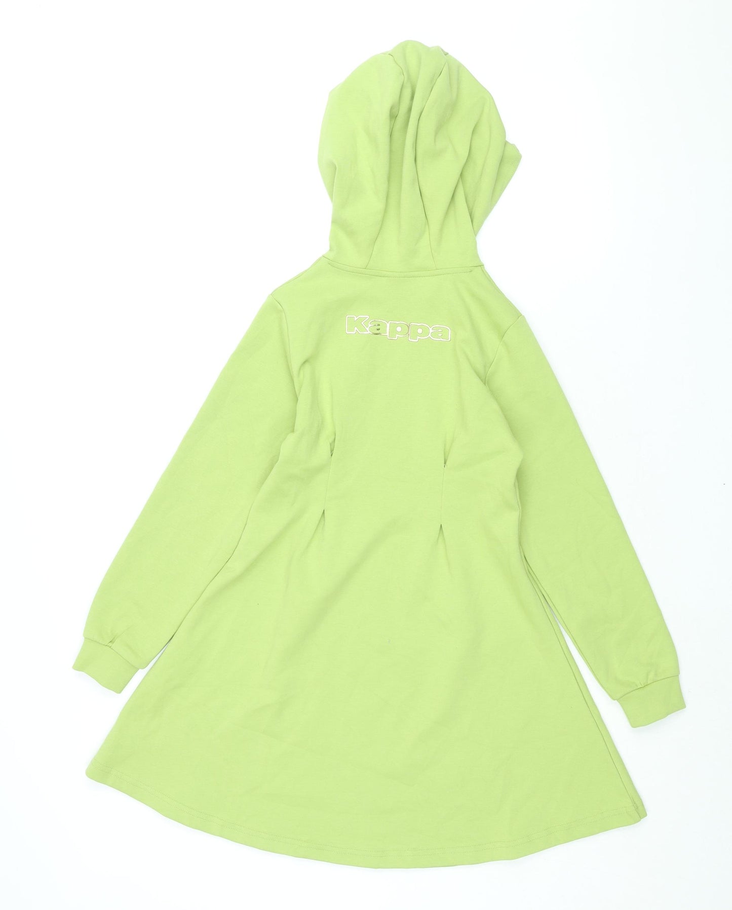 Kappa Girls Green Cotton A-Line Size 9-10 Years Round Neck Pullover - Hooded Kappa Logo