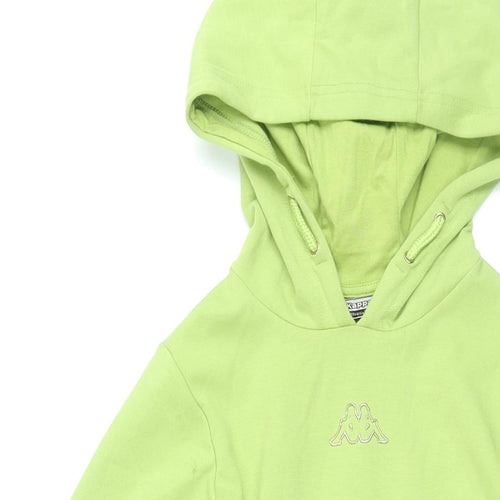 Kappa Girls Green Cotton A-Line Size 9-10 Years Round Neck Pullover - Hooded Kappa Logo