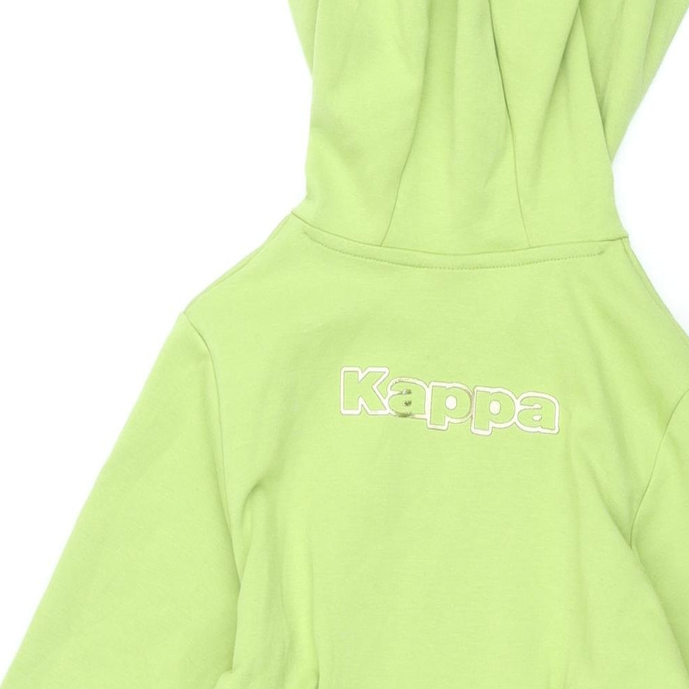 Kappa Girls Green Cotton A-Line Size 9-10 Years Round Neck Pullover - Hooded Kappa Logo