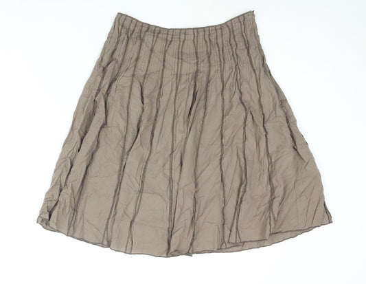 Marks and Spencer Womens Brown Cotton A-Line Skirt Size 8 Zip