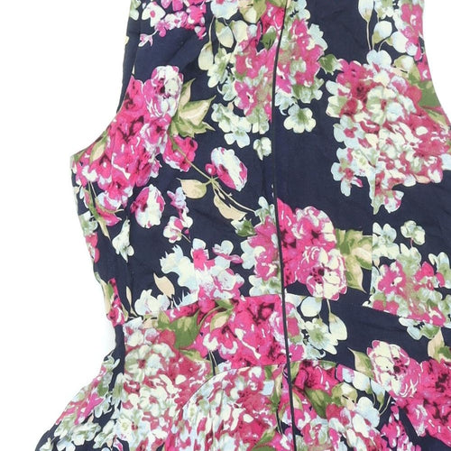 AX Paris Womens Multicoloured Floral Viscose A-Line Size 8 Round Neck Zip