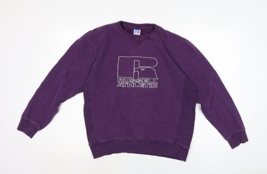 Russell Athletic Womens Purple Cotton Pullover Sweatshirt Size M