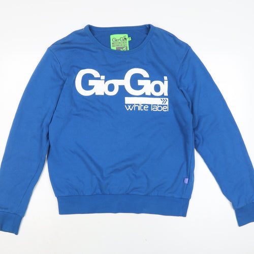 Gio-Goi Womens Blue Cotton Pullover Sweatshirt Size M