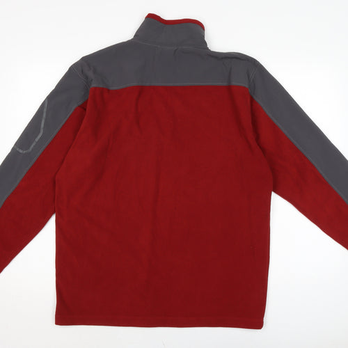 The North Face Mens Red Mock Neck Polyester Henley Jumper Size L Long Sleeve