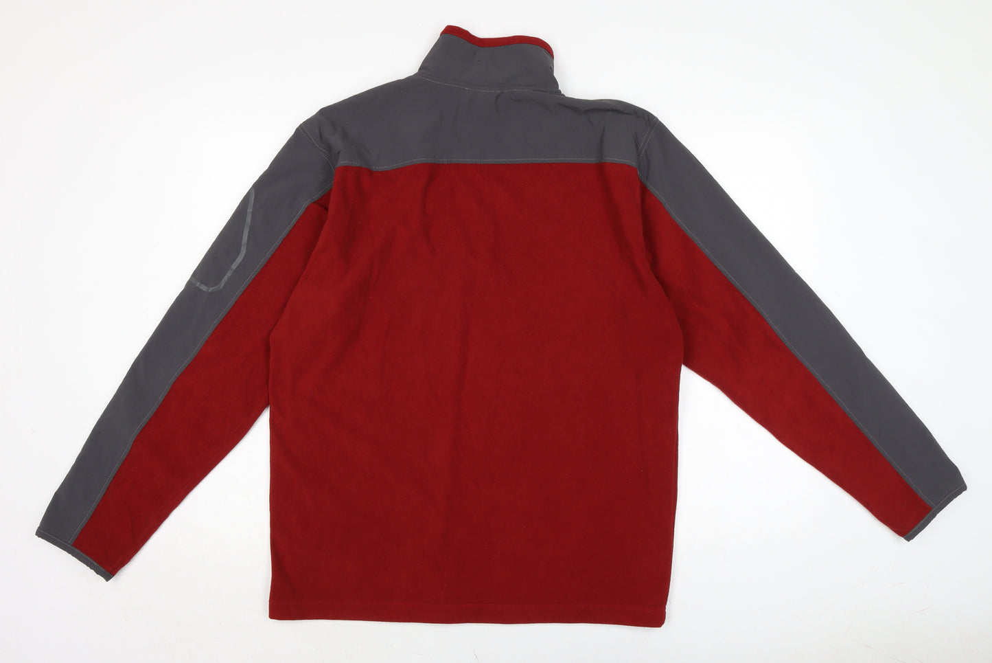 The North Face Mens Red Mock Neck Polyester Henley Jumper Size L Long Sleeve