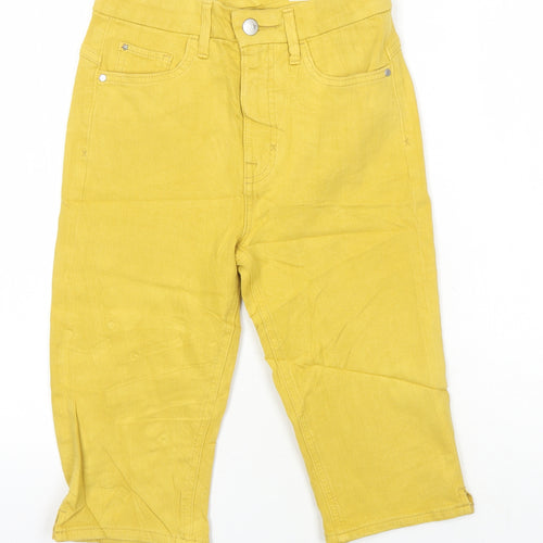 M&S Womens Yellow Cotton Bermuda Shorts Size 6 L13 in Regular