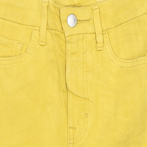 M&S Womens Yellow Cotton Bermuda Shorts Size 6 L13 in Regular