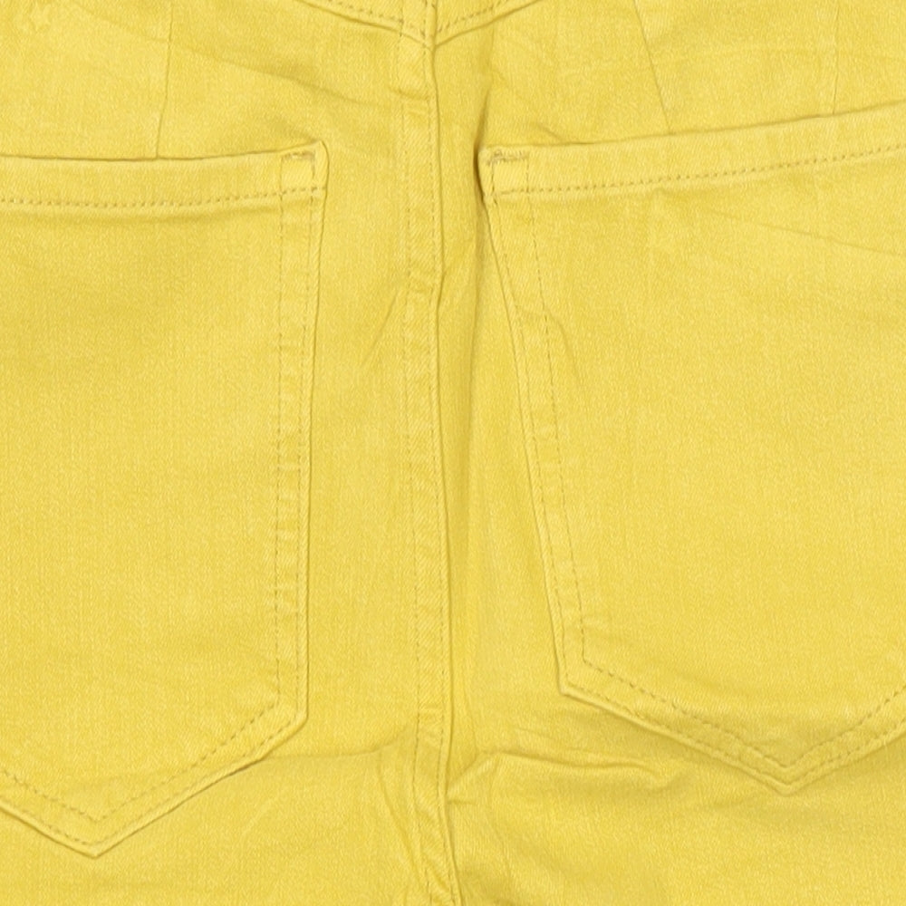 M&S Womens Yellow Cotton Bermuda Shorts Size 6 L13 in Regular