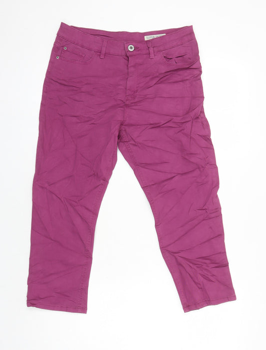 M&S Womens Purple Cotton Cropped Jeans Size 10 L22 in Regular