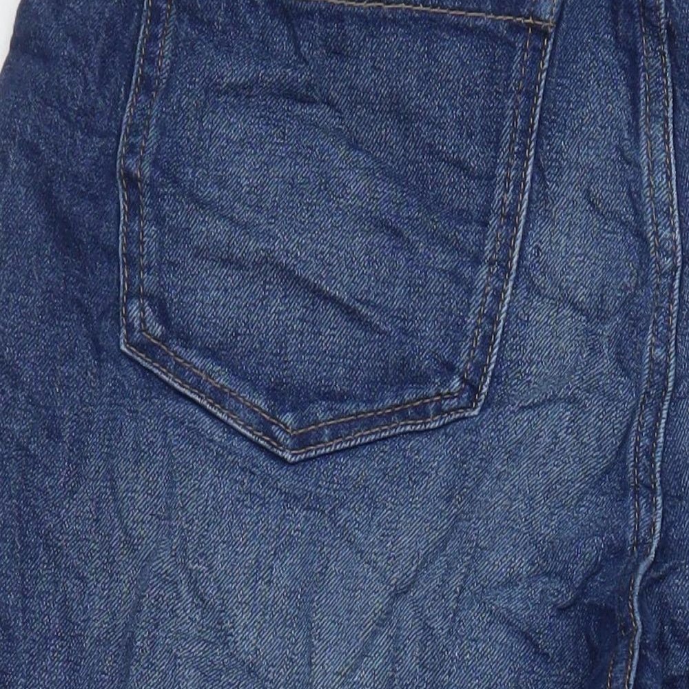 M&S Womens Blue Cotton Wide-Leg Jeans Size 12 L25 in Regular