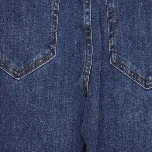 M&S Womens Blue Cotton Tapered Jeans Size 12 L24.5 in Regular