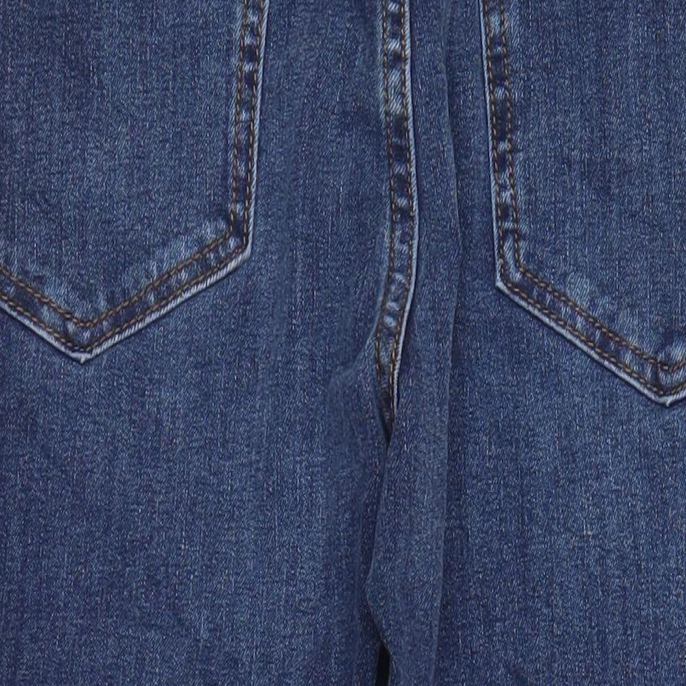 M&S Womens Blue Cotton Tapered Jeans Size 12 L24.5 in Regular