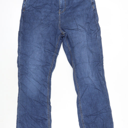 M&S Womens Blue Cotton Flared Jeans Size 10 L26 in Regular