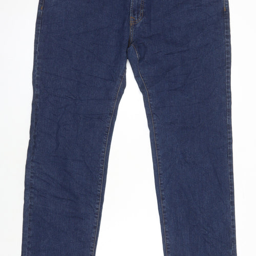 M&S Mens Blue Cotton Straight Jeans Size 40 in L32 in Regular