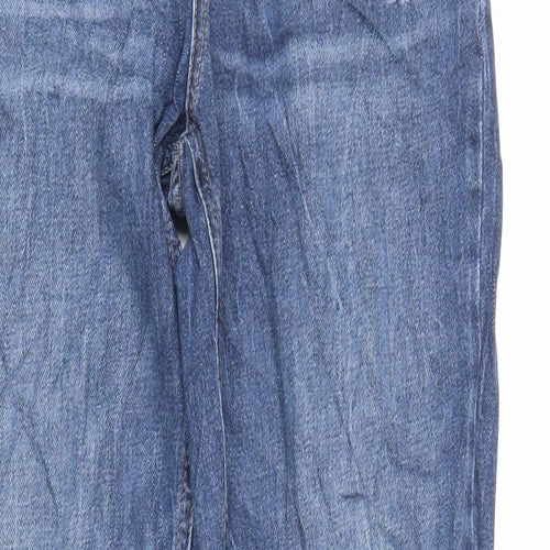 Marks and Spencer Womens Blue Cotton Straight Jeans Size 12 L32 in Regular Zip