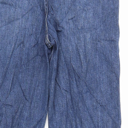 Marks and Spencer Womens Blue Cotton Straight Jeans Size 12 L32 in Regular Zip