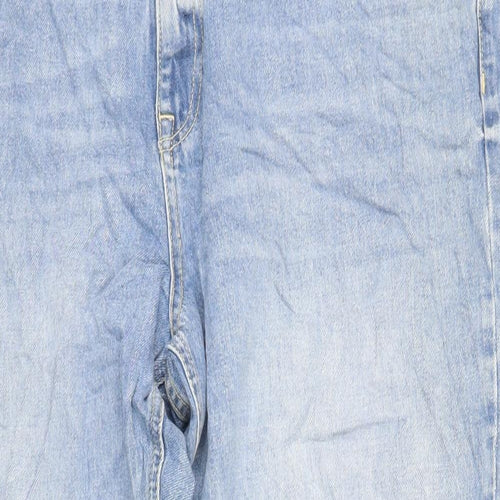 Marks and Spencer Womens Blue Cotton Straight Jeans Size 20 L28 in Regular Zip