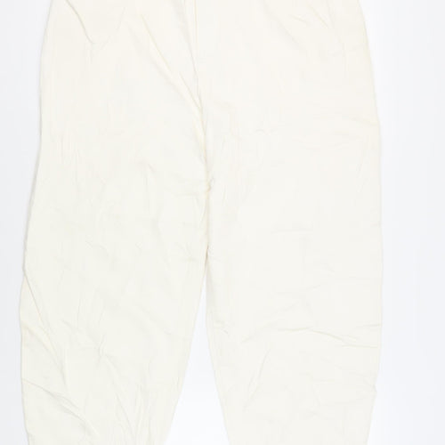 Marks and Spencer Womens Ivory Cotton Tapered Jeans Size 20 L27 in Regular Zip - Balloon Style