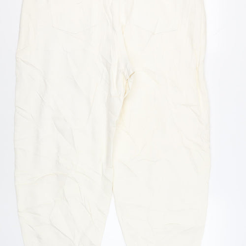 Marks and Spencer Womens Ivory Cotton Tapered Jeans Size 20 L27 in Regular Zip - Balloon Style