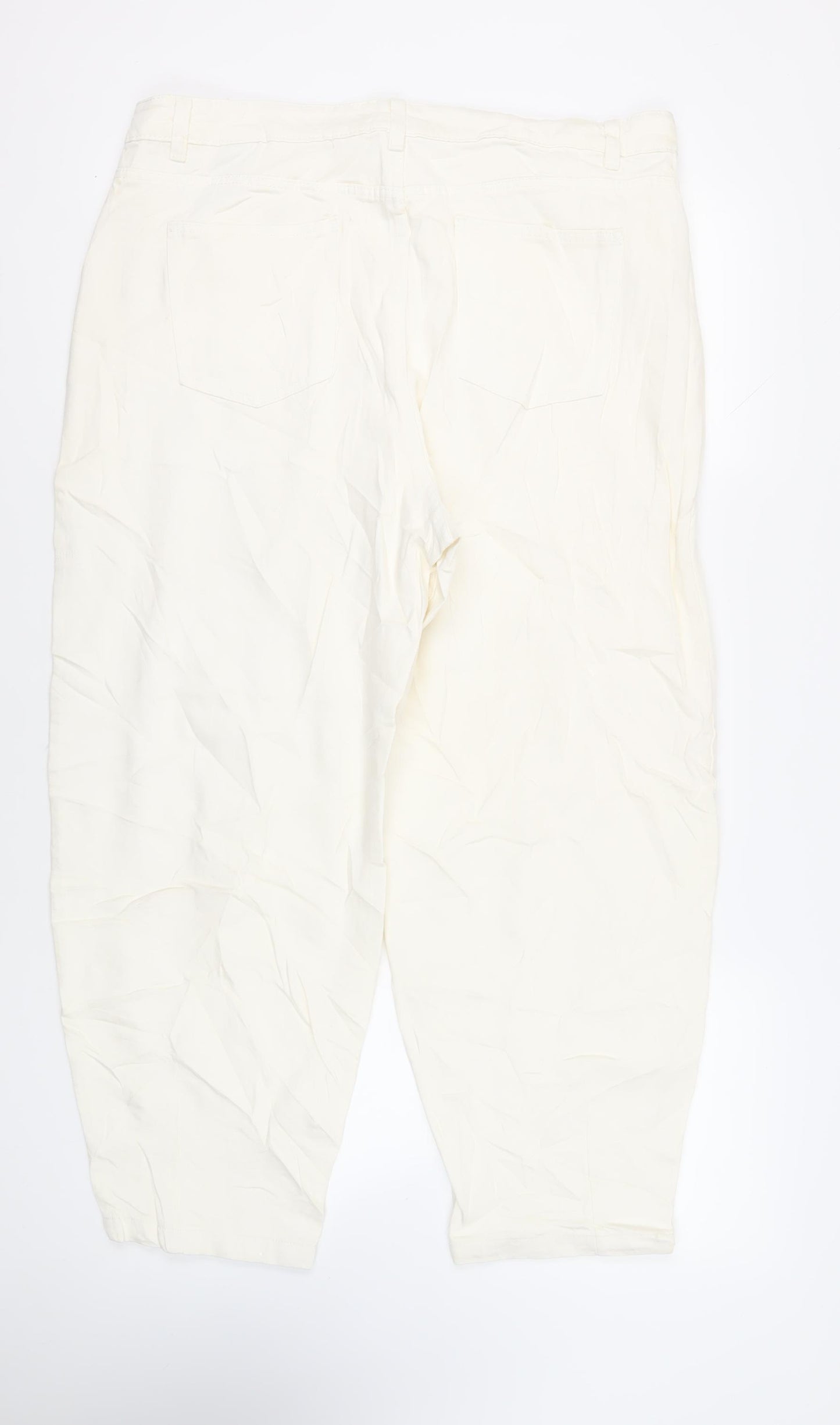 Marks and Spencer Womens Ivory Cotton Tapered Jeans Size 20 L27 in Regular Zip - Balloon Style