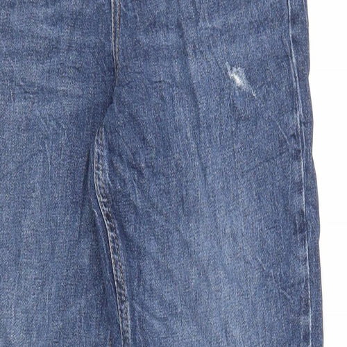 Marks and Spencer Womens Blue Cotton Straight Jeans Size 12 L31 in Regular Zip