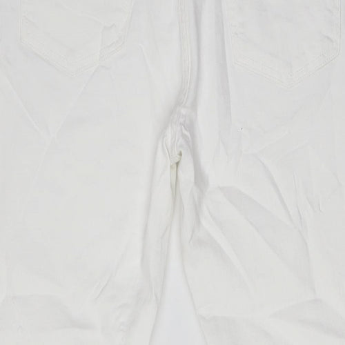 Marks and Spencer Womens White Cotton Straight Jeans Size 12 L29 in Regular Zip