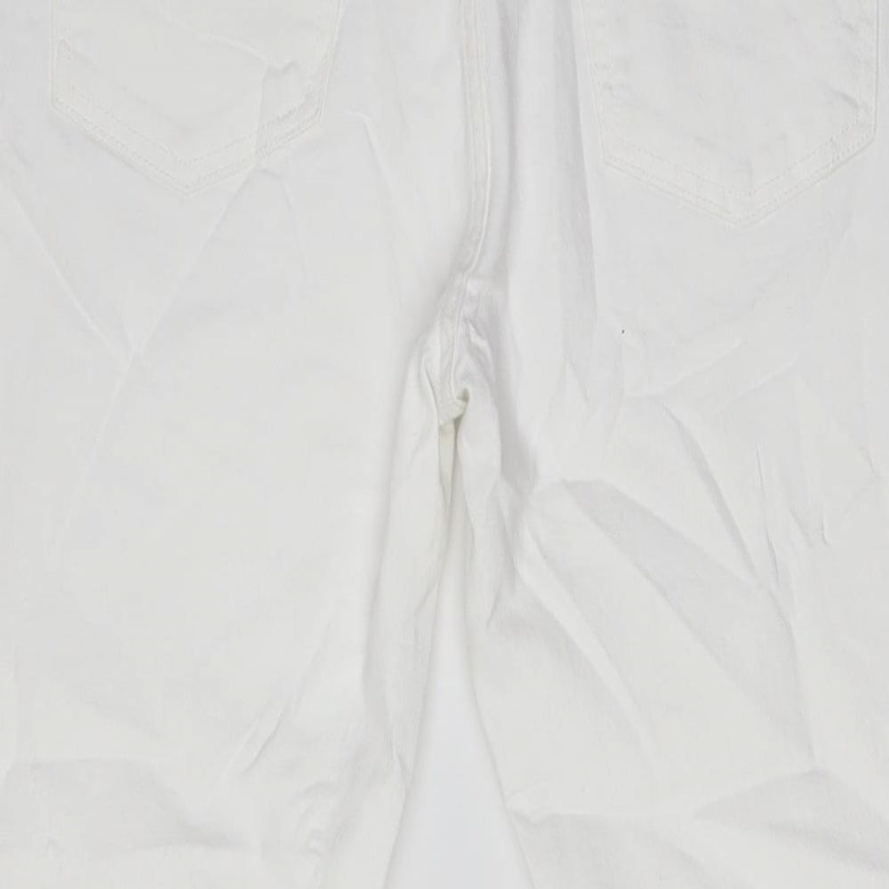 Marks and Spencer Womens White Cotton Straight Jeans Size 12 L29 in Regular Zip