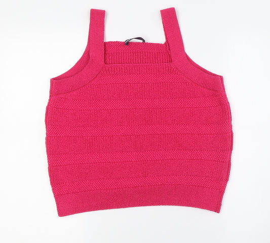 Marks and Spencer Womens Pink Square Neck Cotton Vest Jumper Size L