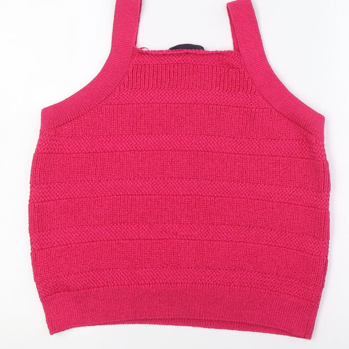 Marks and Spencer Womens Pink Square Neck Cotton Vest Jumper Size L