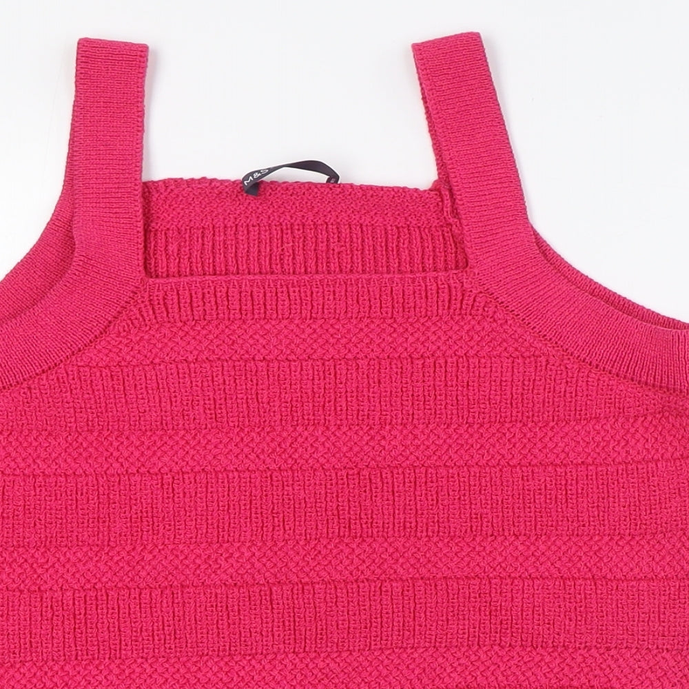 Marks and Spencer Womens Pink Square Neck Cotton Vest Jumper Size L