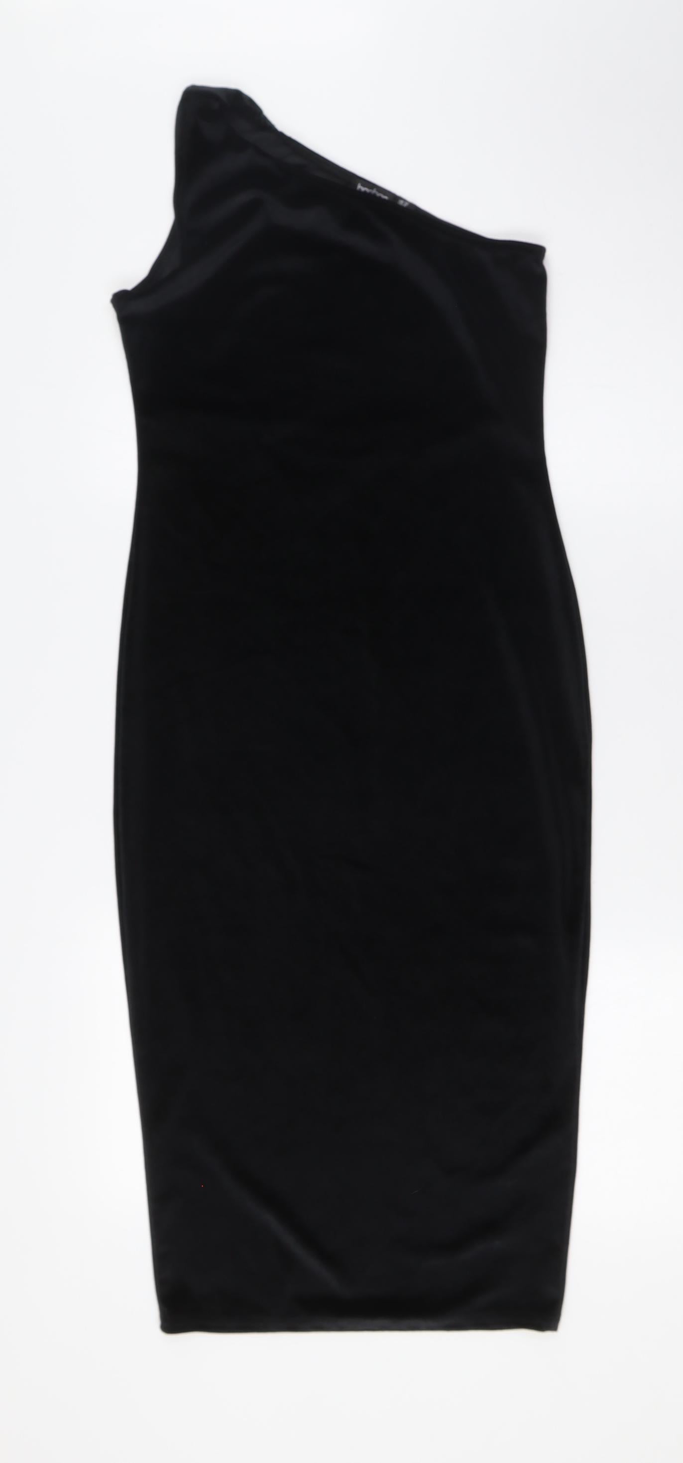 Boohoo Womens Black Polyester Bodycon Size 8 One Shoulder