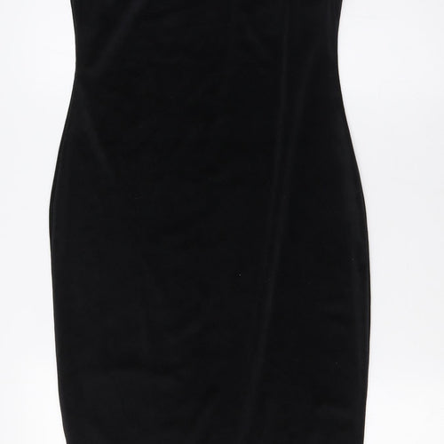 Boohoo Womens Black Polyester Bodycon Size 8 One Shoulder