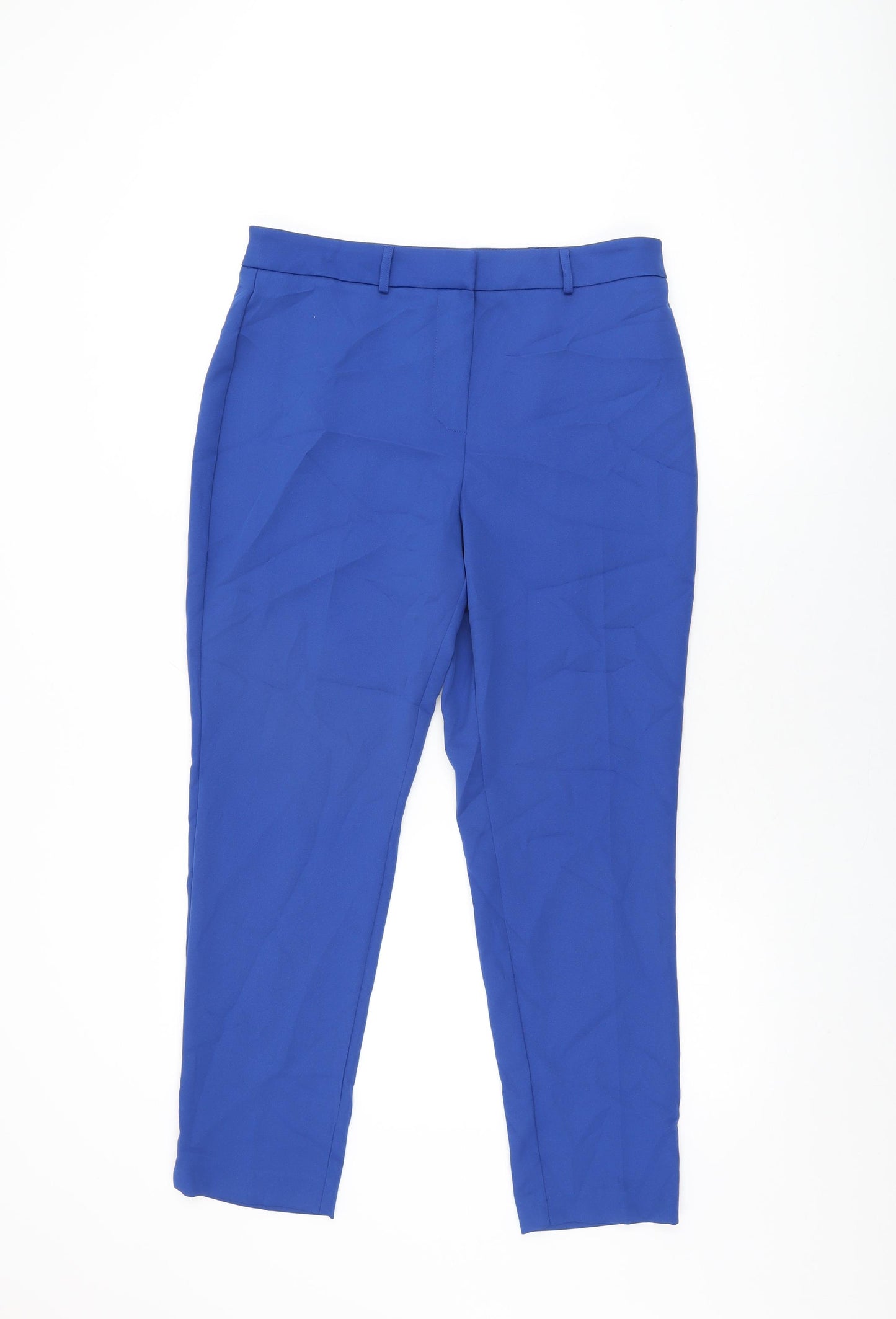 Et Vous Womens Blue Polyester Trousers Size 12 L27.5 in Regular Zip