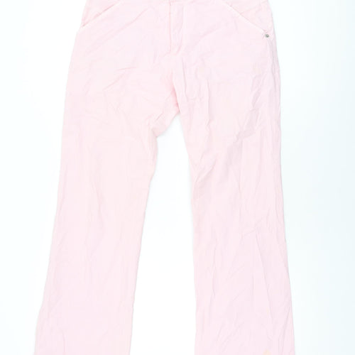 Oui Moments Womens Pink Cotton Trousers Size 12 L32.5 in Regular Zip