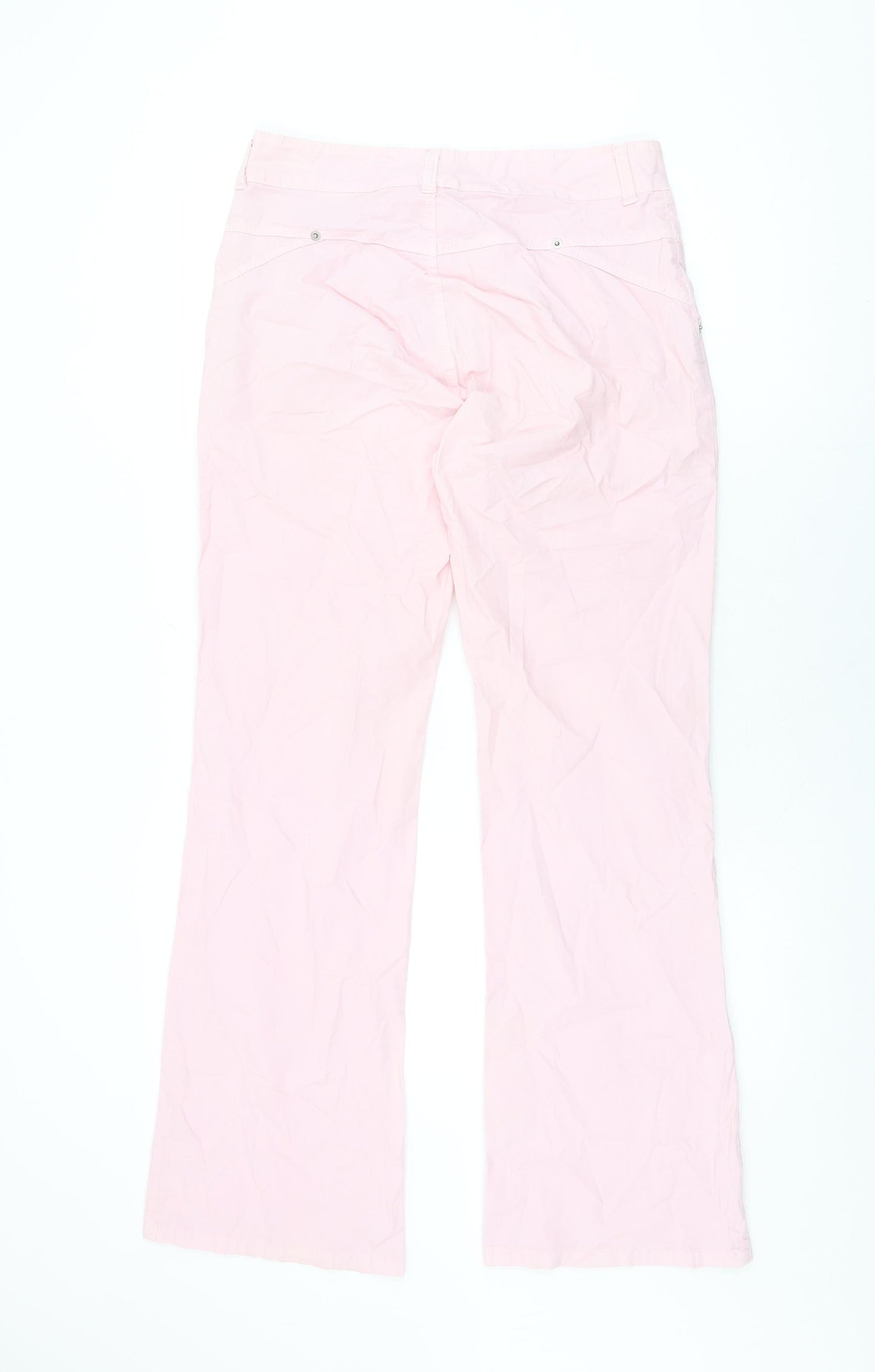 Oui Moments Womens Pink Cotton Trousers Size 12 L32.5 in Regular Zip