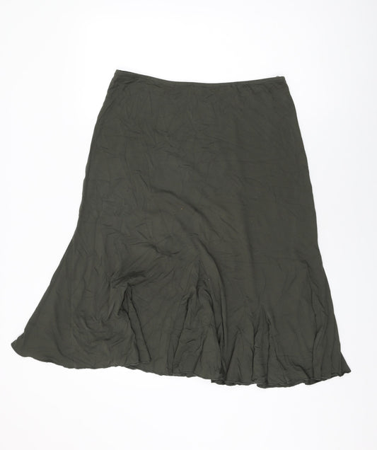 Per Una Womens Green Viscose Swing Skirt Size 14