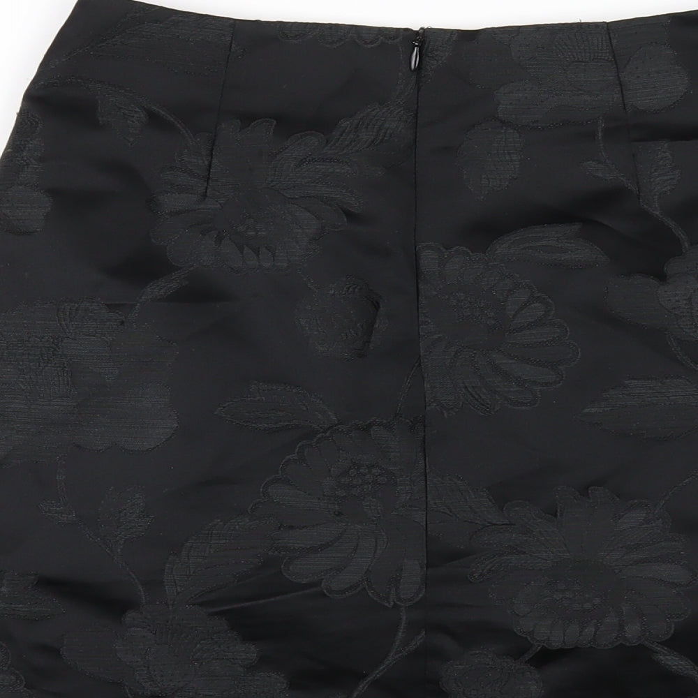 Karen Millen Womens Black Polyester A-Line Skirt Size 8 Zip